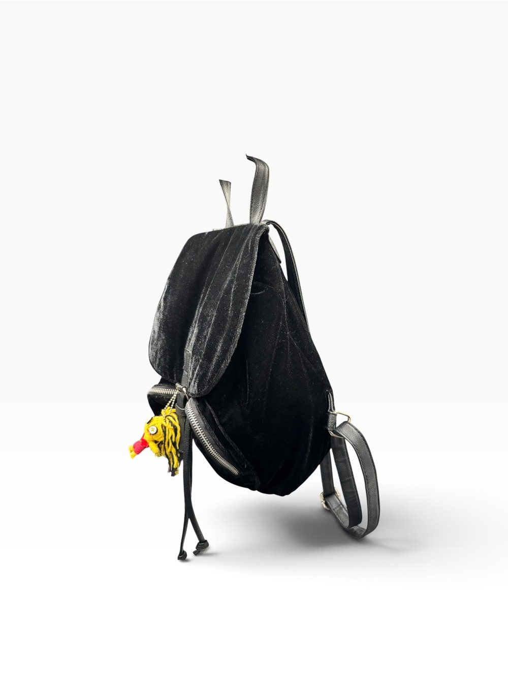 Black Velvet Backpack with Zumbies “Untalented Talia” Lucky Juju Doll Charm - Picture 3 of 8
